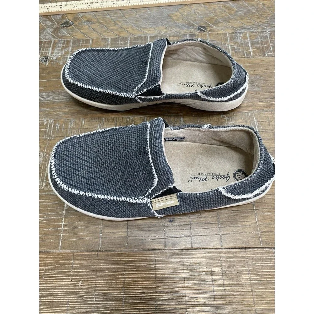 GeckoMan Women’s Canvas Loafers | Gray Slip-On Shoes Arch Support 8.5